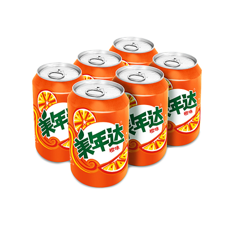 美年达橙味汽水 330ml*6